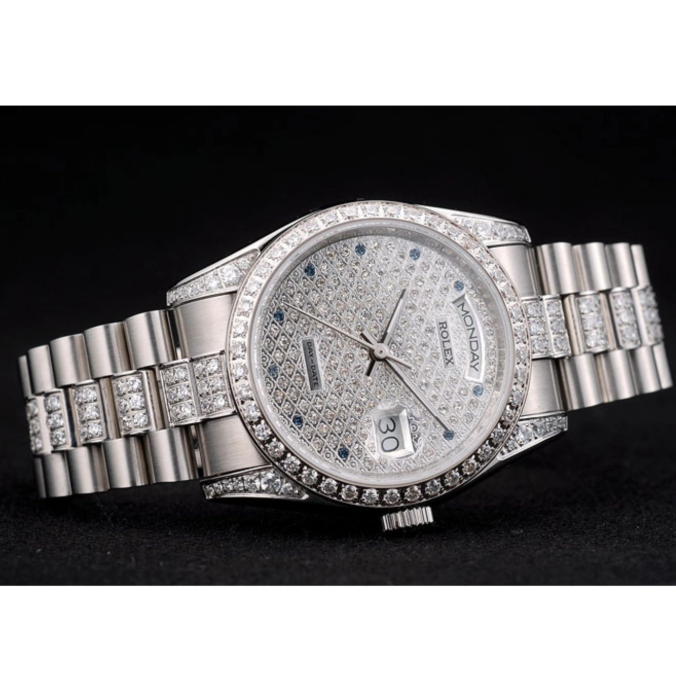 Rolex copies cheap Dial Rolex Bracelet Diamond DayDate Steel Stainless 41986 Plated Diamond Plated 0712